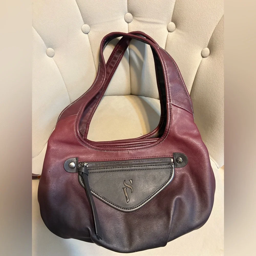 Simply Vera Vera Wang Burgundy and Black Hobo Bag